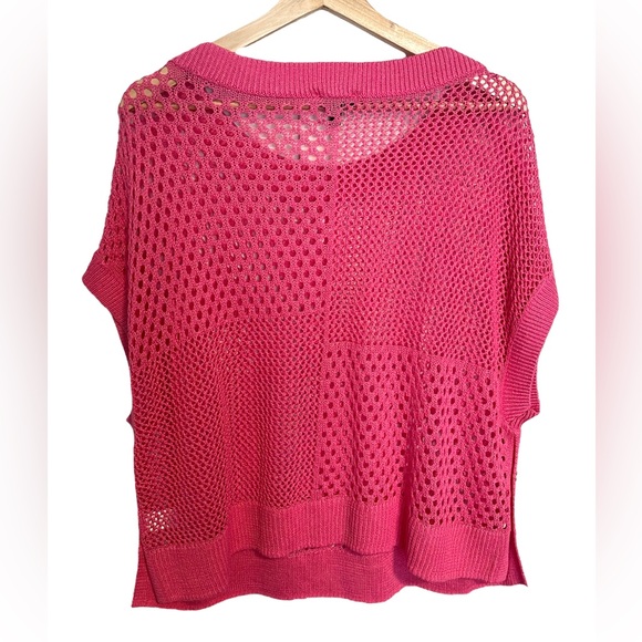 Talbots Pink Open Stitch Poncho Sweater Womens Size Medium/Large Linen Blend NWT - Picture 3 of 12